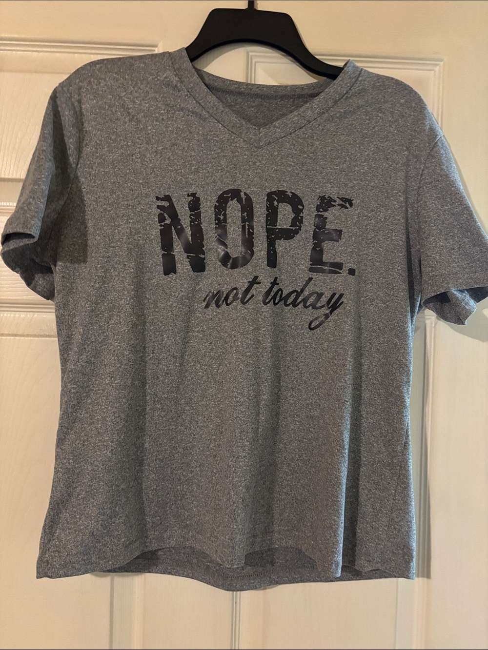 Women’s Gray V-Neck Graphic Tee - 'Nope. Not Today'